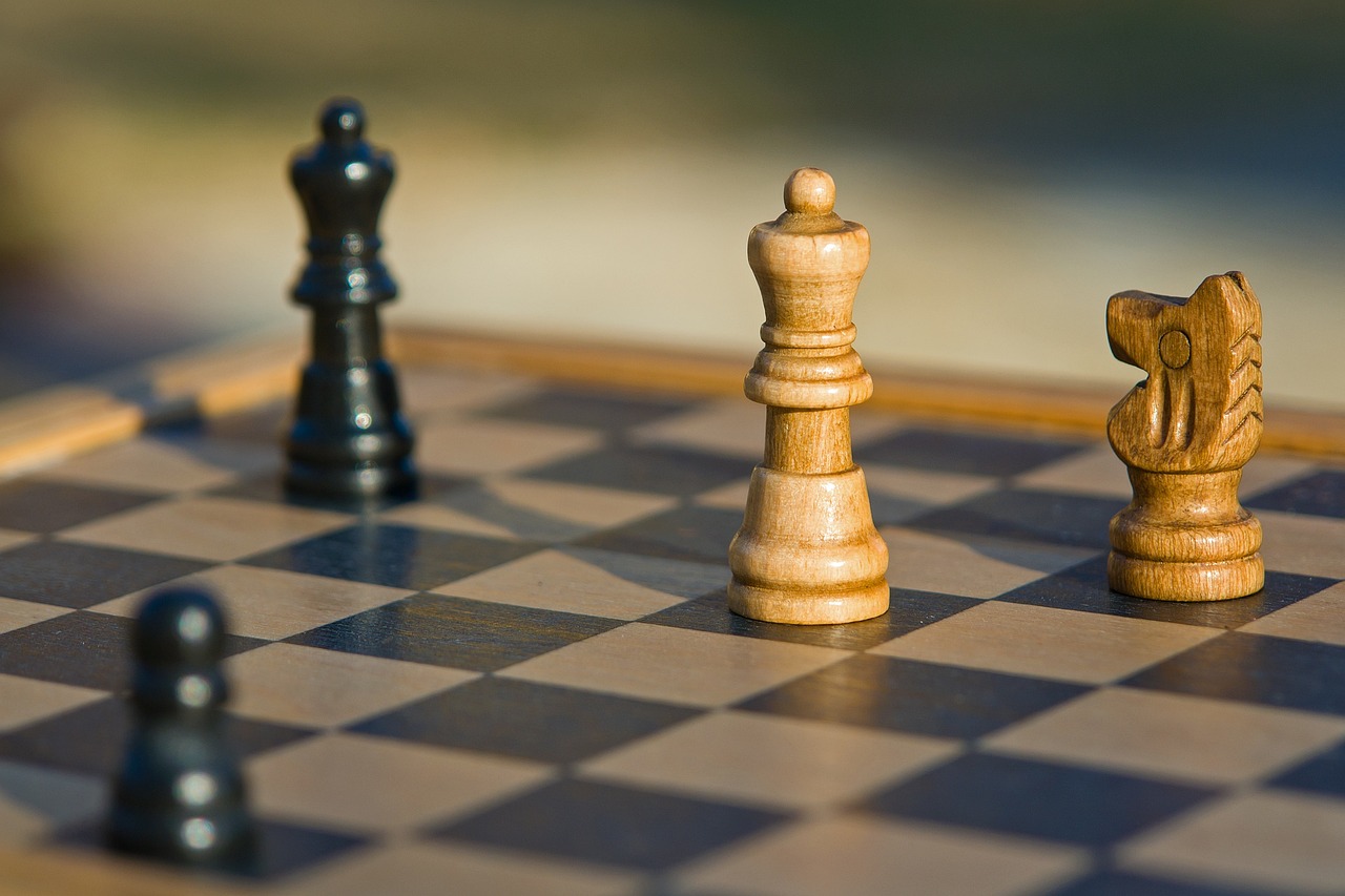 Chess pieces on a board