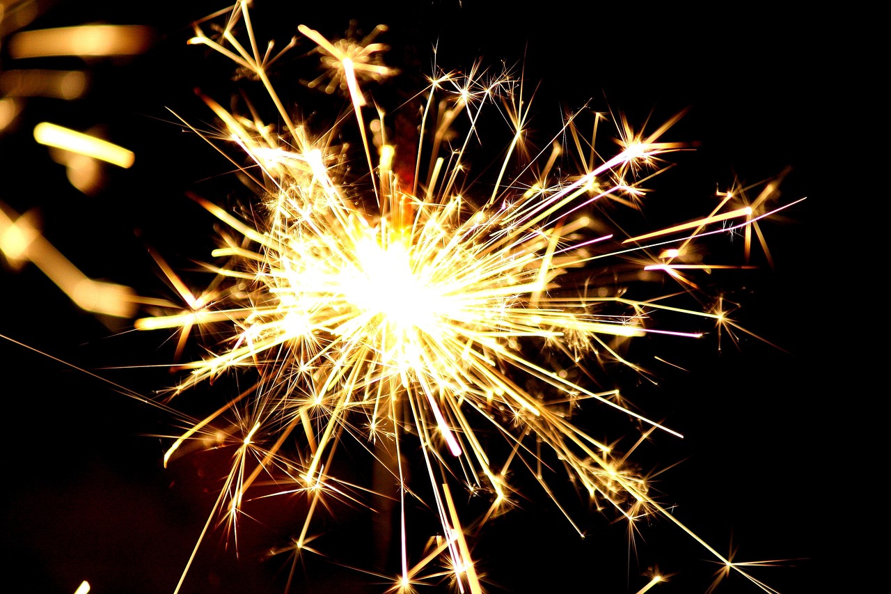 Sparkler against the night sky